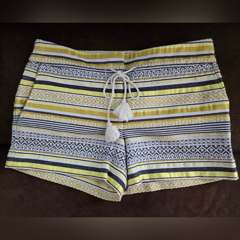 Ann Taylor Loft Riviera Shorts Sz 6 Striped Drawstring Pockets 4" Inseam Euc
